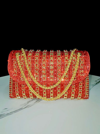 New Evening Dress, socialite, rhinestone handbag, diamond studded chain cheongsam bag, crossbody, banquet bag, women's handbag