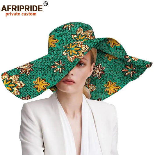 Women`s Hats African Print Floral Ladies Hats Ankara Fabric Wide Brim Hat Wax Batik Bazin Riche AFRIPRIDE A1928009