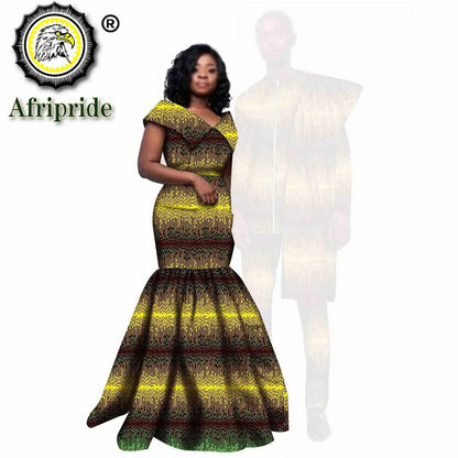 African Couple Clothing Men Dashiki 2 Piece Outfits Women Print Maxi Dress Crop Top Print Wear  AFRIPRIDE S20C005