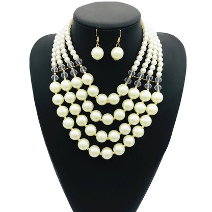 African Beads Jewelry Sets Bib Beads Handmade Jewelry Bridal Accessories Statement Nigerian Wedding Indian Necklace Earrings Set