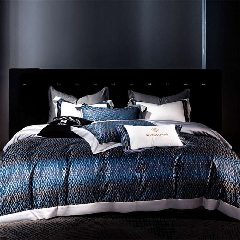 160 Long-staple Cotton Yarn-dyed Four-piece Jacquard Bedding Set