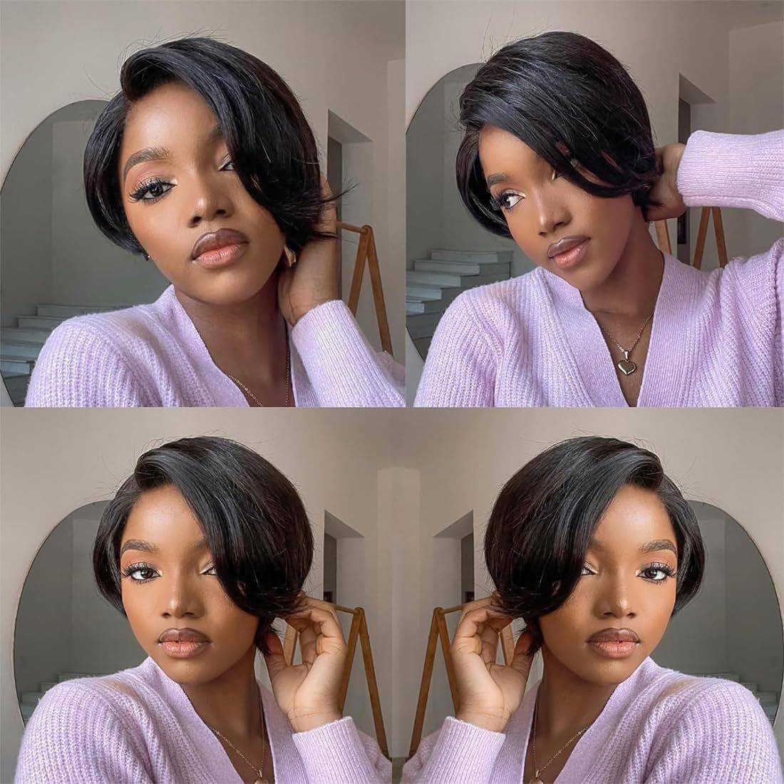 Human Hair Lace Bob Non-toxic Wig-pre-drawn, 13X4X1 Lace,  Short Straight, T-part Lace Front Short Wig.