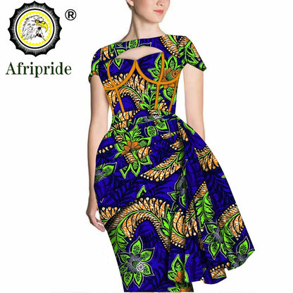 African Print Dresses for Women Short Sleeve Wrap Dashiki Outfits Ankara Attire Midi Party Wedding Evening S2025025