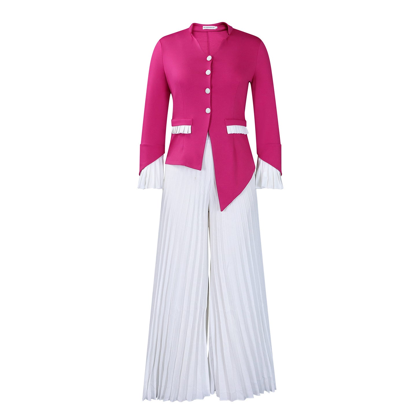 Upgrade Your Wardrobe with a Fashionable Flare Sleeves Top & Wide-leg Pleated Pants Set