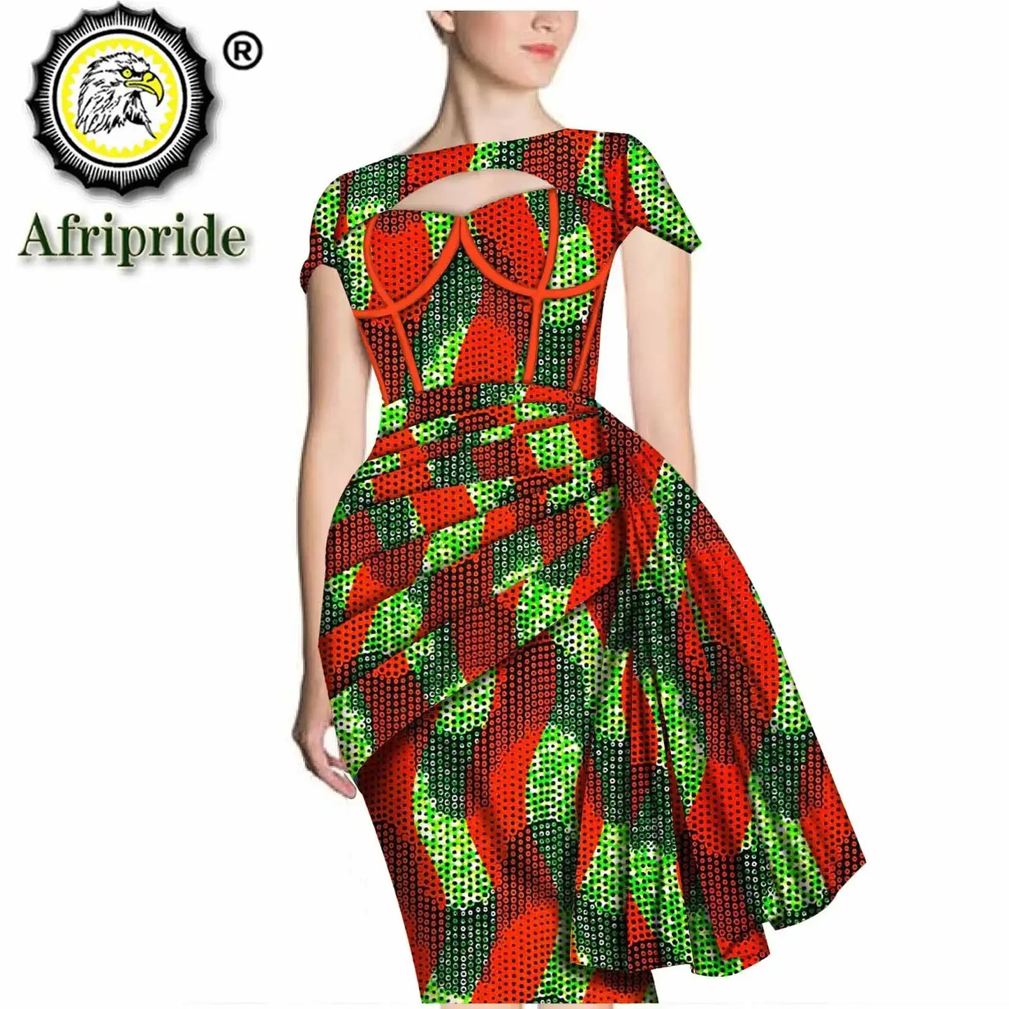 African Print Dresses for Women Short Sleeve Wrap Dashiki Outfits Ankara Attire Midi Party Wedding Evening S2025025