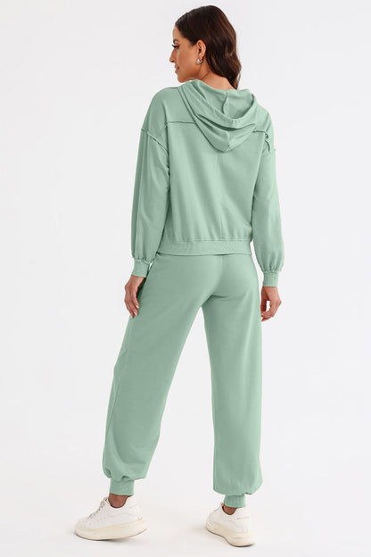 Cutout Drawstring Hoodie and joggers Active set