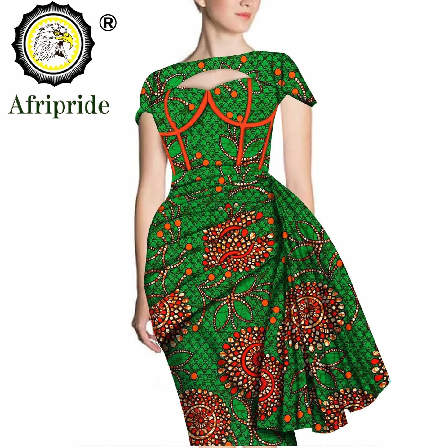 African Print Dresses for Women Short Sleeve Wrap Dashiki Outfits Ankara Attire Midi Party Wedding Evening S2025025