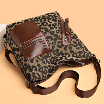 Rivet Design Leopard Shoulder Bags