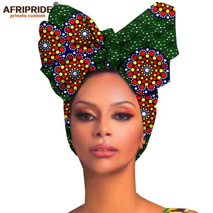 African headwraps women hair accessories african material wax traditional Headtie headscarf Turban 100% Cotton AFRIPRIDE A19H006