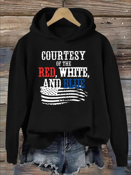 Stylish American Flag Print Hoodie - Soft, Casual, Long Sleeve Sweatshirt