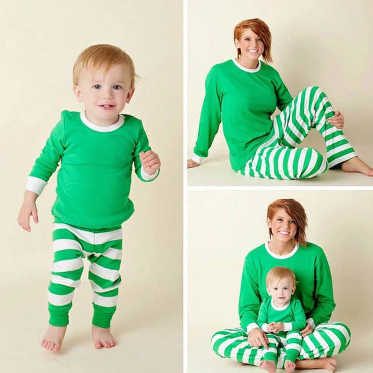 2024 Christmas Pajamas Set Striped Print Mother Father Kids Matching Clothes Causal Soft 2 Pcs Sleepwear Xmas Family Look Outfit