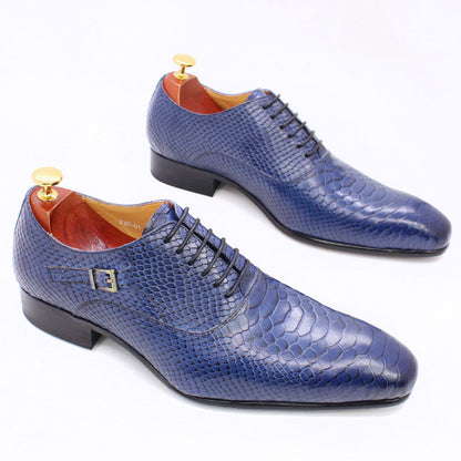 Mens' Snake Print Leather Business Dress Shoes