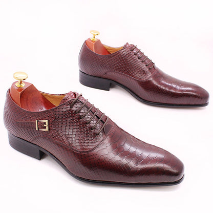 Mens' Snake Print Leather Business Dress Shoes