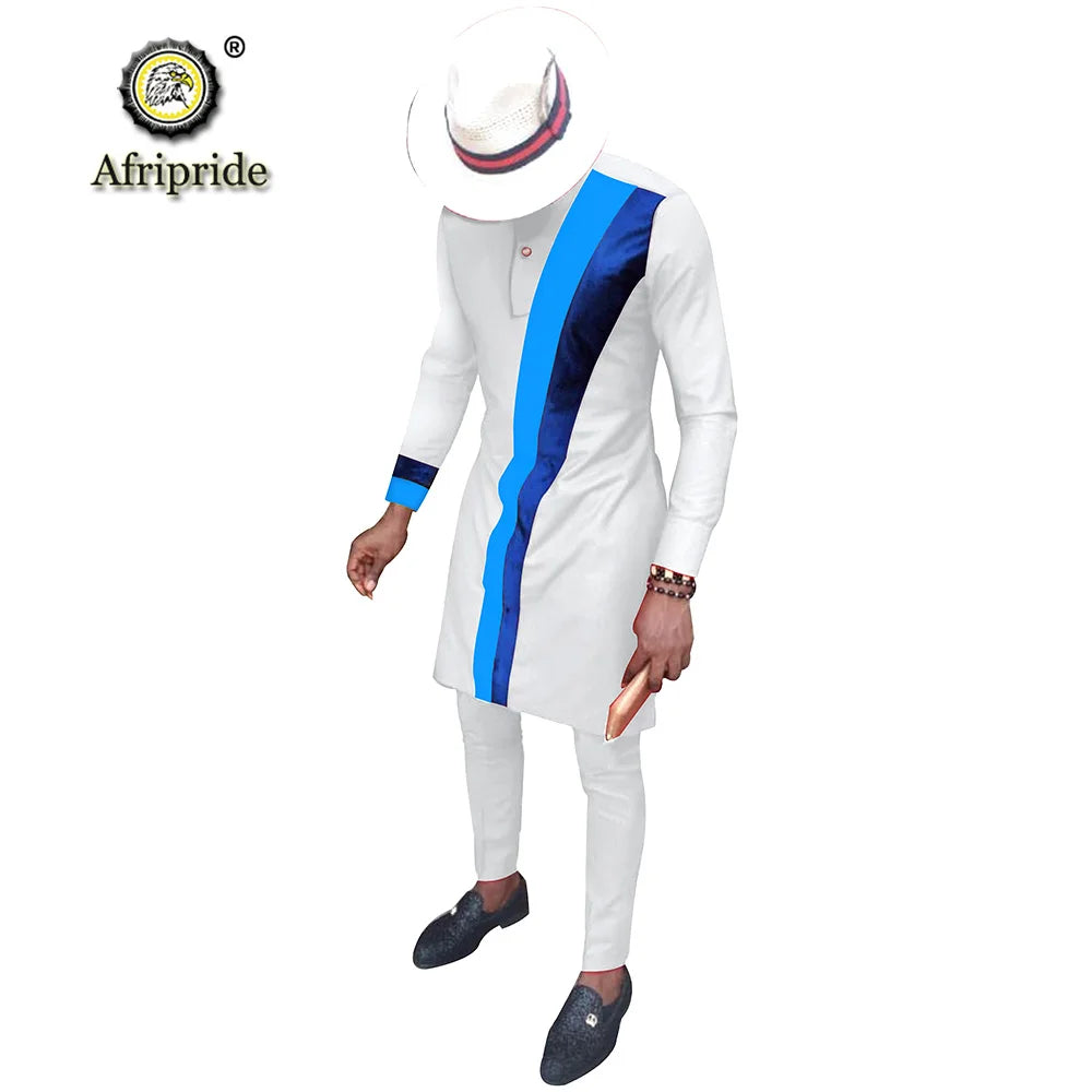 2024 Men`s Casual African Clothing Long Sleeve Shirts and Pants Suit Dashiki Outfits Ankara Attire Plus Size AFRIPRIDE S2016002