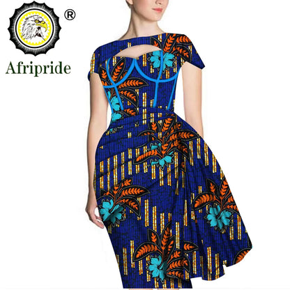 African Print Dresses for Women Short Sleeve Wrap Dashiki Outfits Ankara Attire Midi Party Wedding Evening S2025025