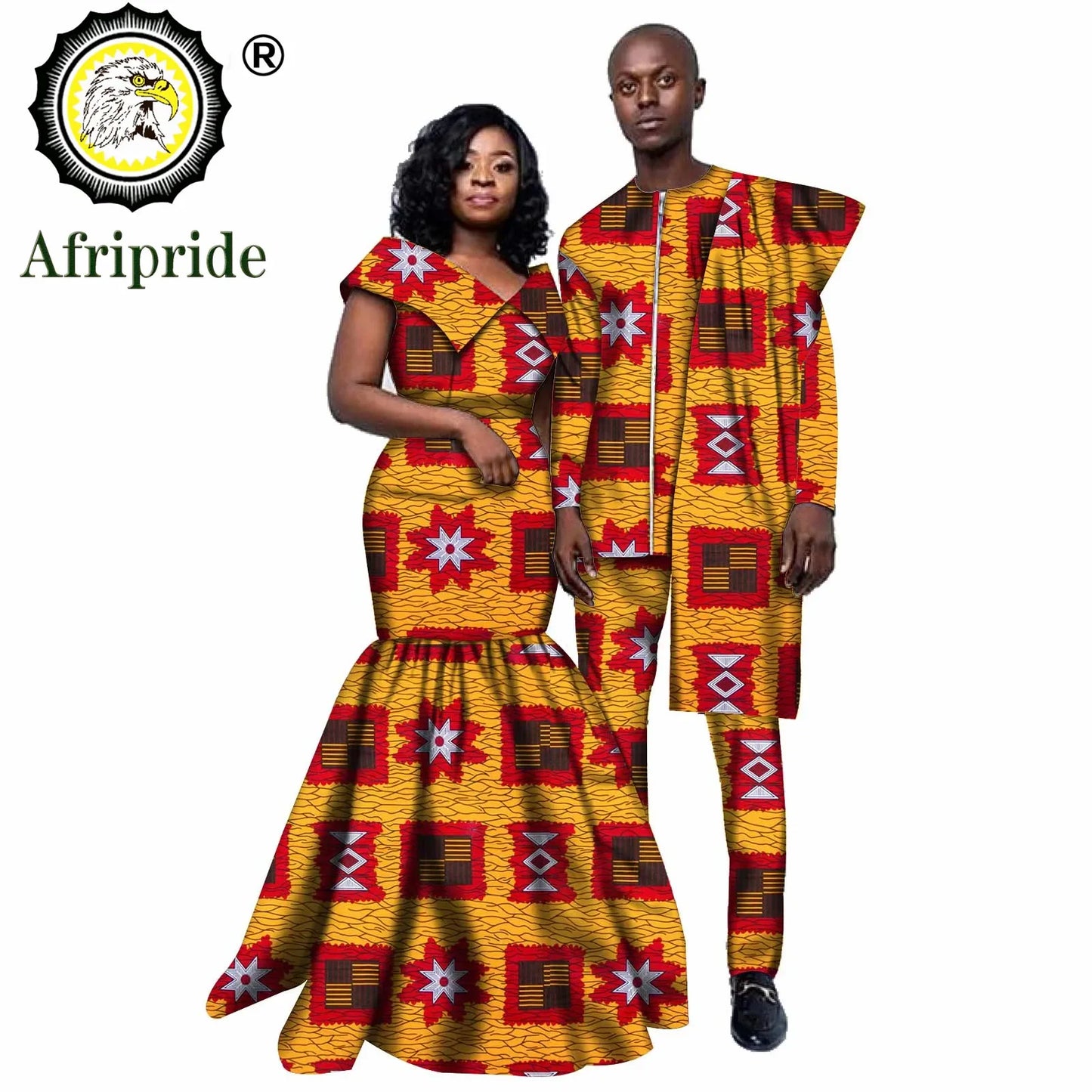 African Couple Clothing Men Dashiki 2 Piece Outfits Women Print Maxi Dress Crop Top Print Wear  AFRIPRIDE S20C005