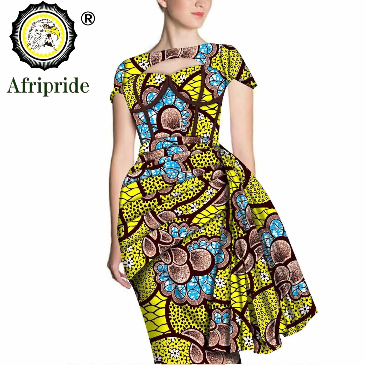 African Print Dresses for Women Short Sleeve Wrap Dashiki Outfits Ankara Attire Midi Party Wedding Evening S2025025