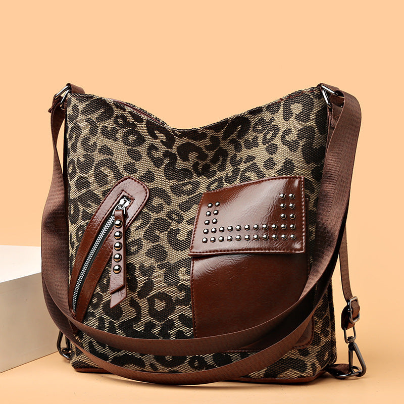 Rivet Design Leopard Shoulder Bags